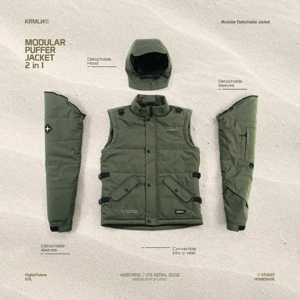 Kremlin Modular Airborne - Puffer Jacket Vest 2 In 1 - Army Green image 4