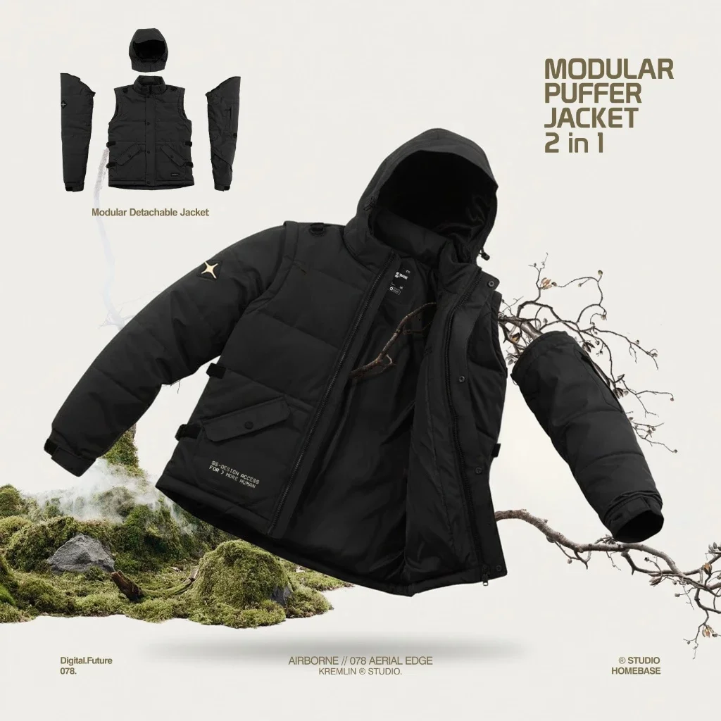 Kremlin Airborne - Modular Puffer Jacket Vest 2 In 1 Black image 4
