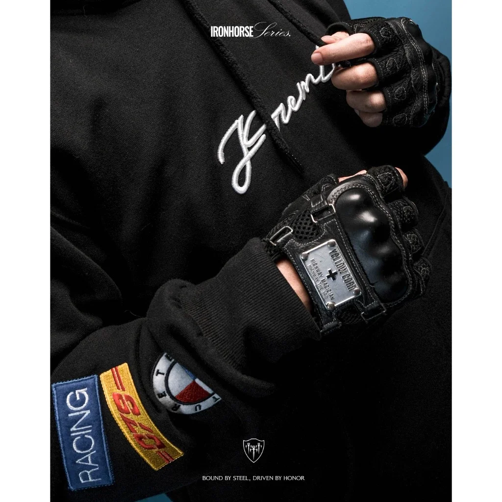 Kremlin Racer - Pullover Hoodie Embroidered Ironhorse Series | Black image 5