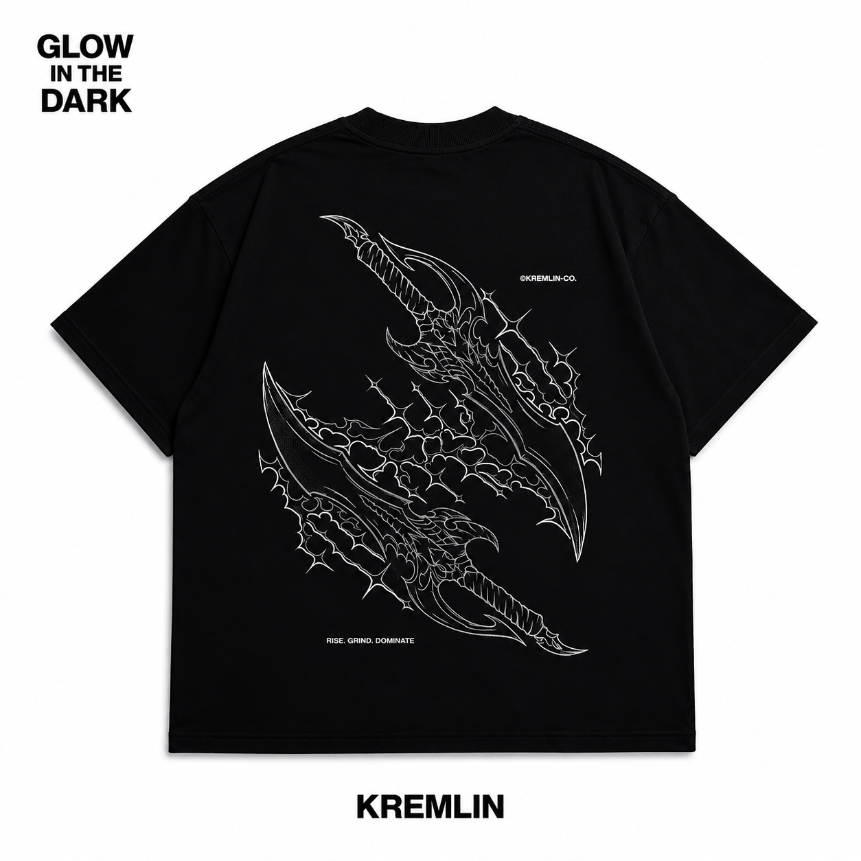 KREMLIN T-Shirt BOXY OS Fit Glow in the Dark Black - RISE image 2