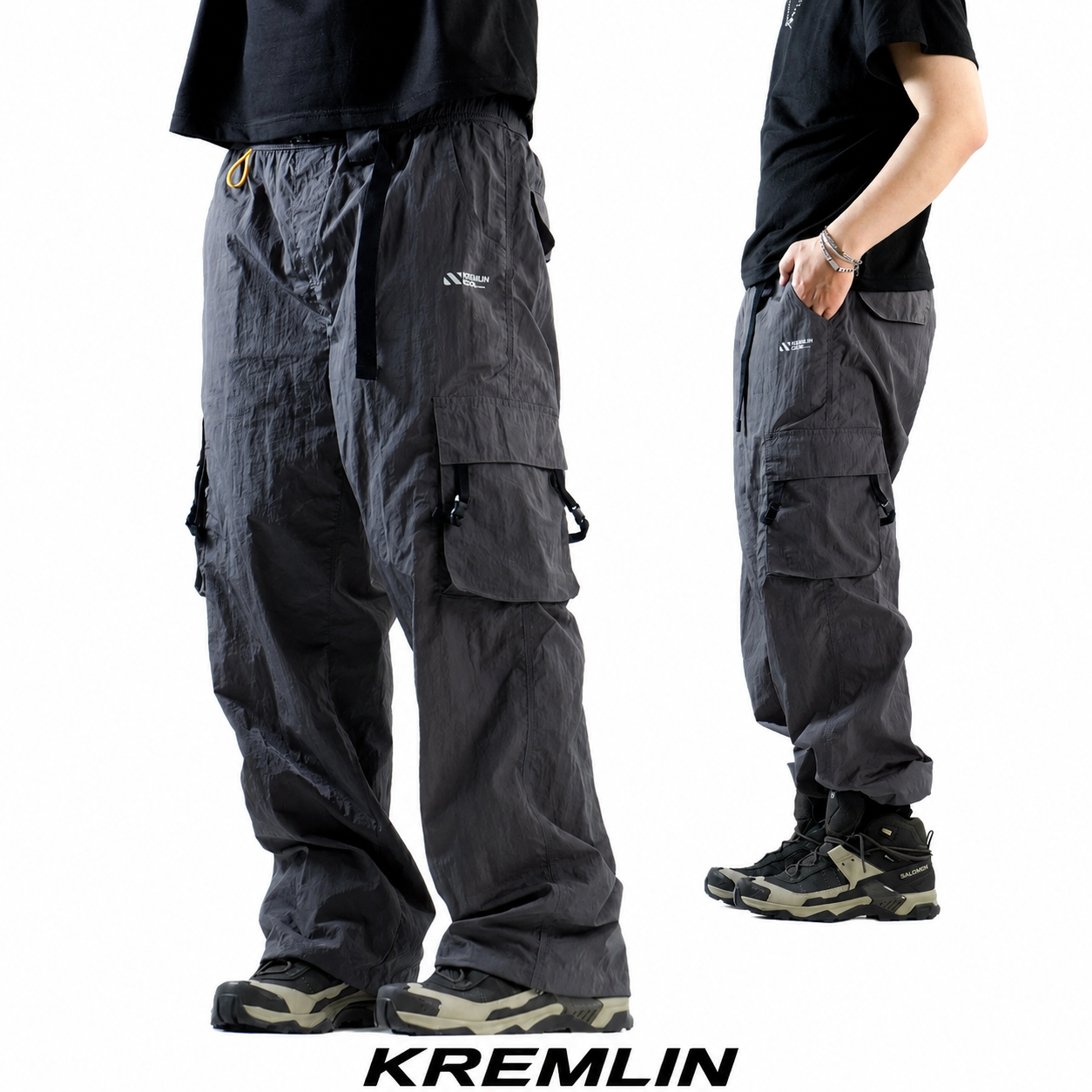 KREMLIN Long Cargo Nylon Crinkle Dark Grey - Chronos image 3