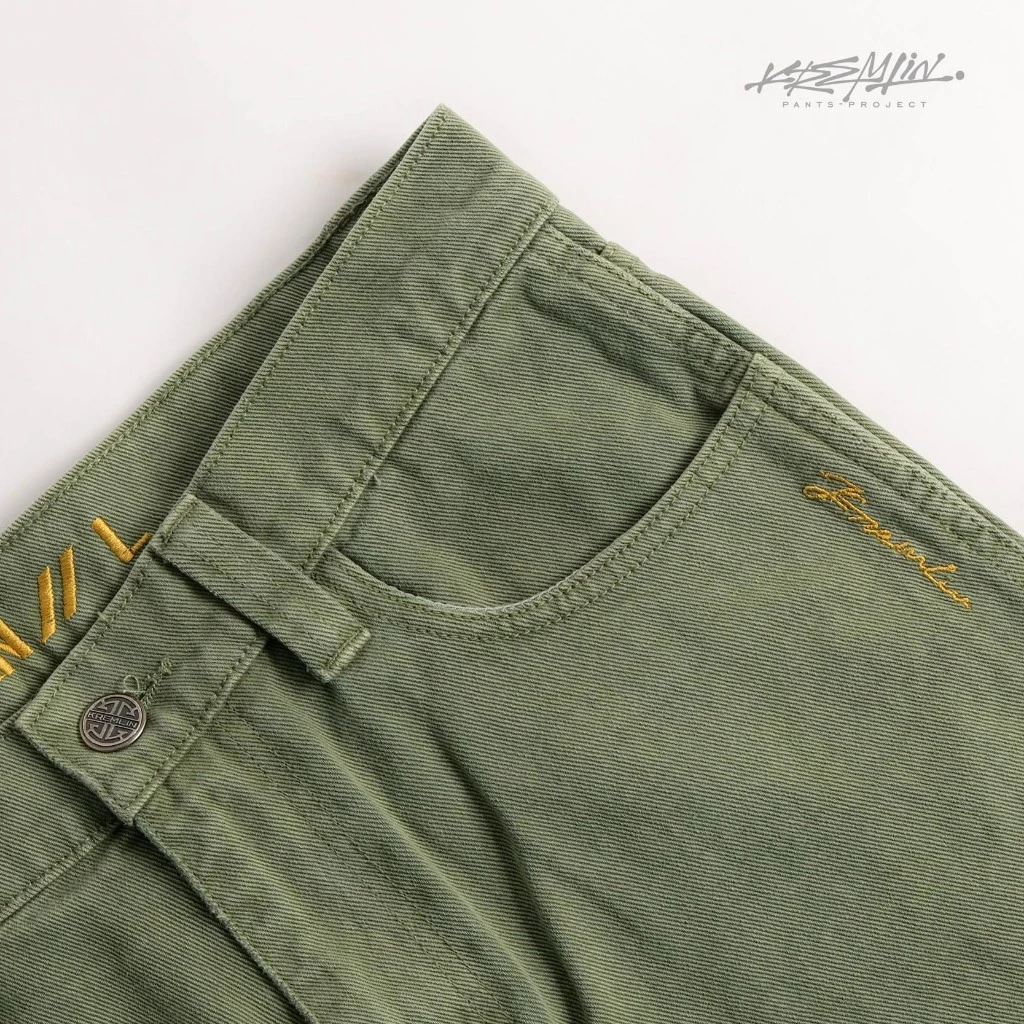 KREMLIN Loose Fit Denim Wash Jeans - Lisbon | Olive Green image 3