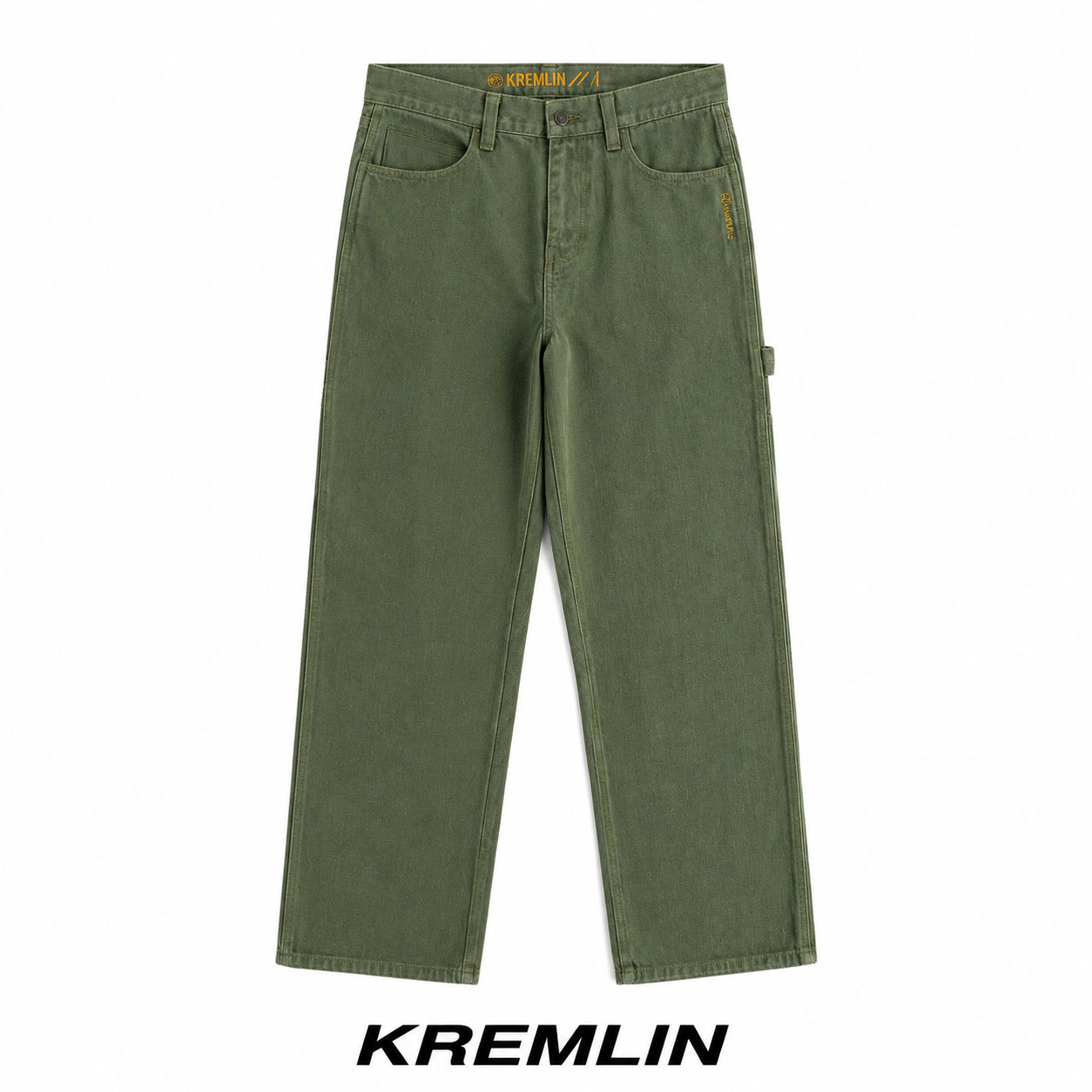 KREMLIN Loose Fit Denim Wash Jeans - Lisbon | Olive Green image 2