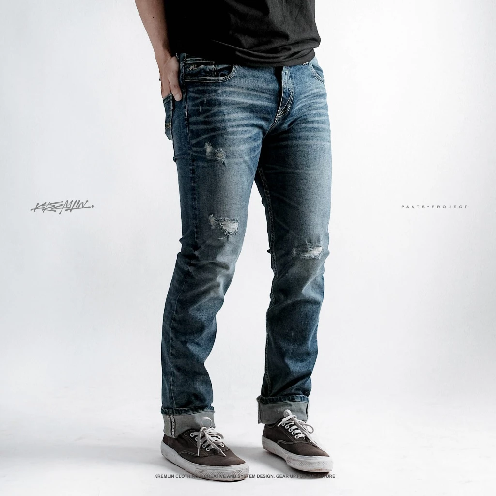 KREMLIN Slim Fit Jeans Ripped Denim Wash Sky Blue - Nairobi image 7