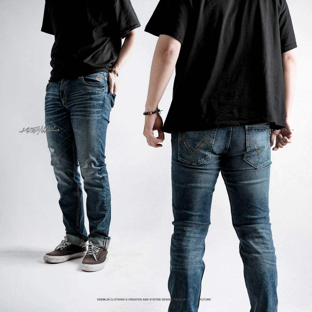 KREMLIN Slim Fit Jeans Ripped Denim Wash Sky Blue - Nairobi image 8