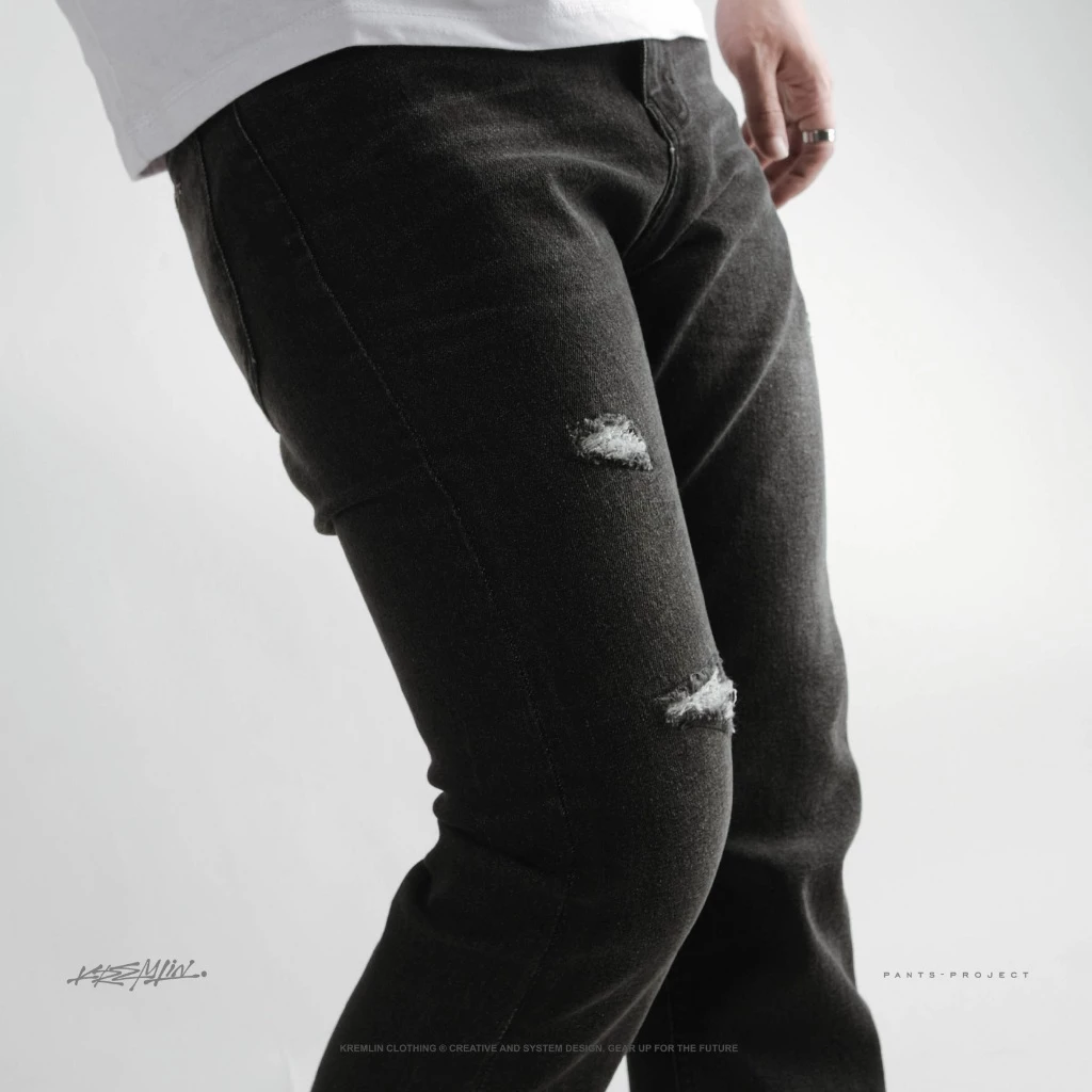 KREMLIN Slim Fit Ripped Denim Jeans - Ash Black (Sendai) image 5