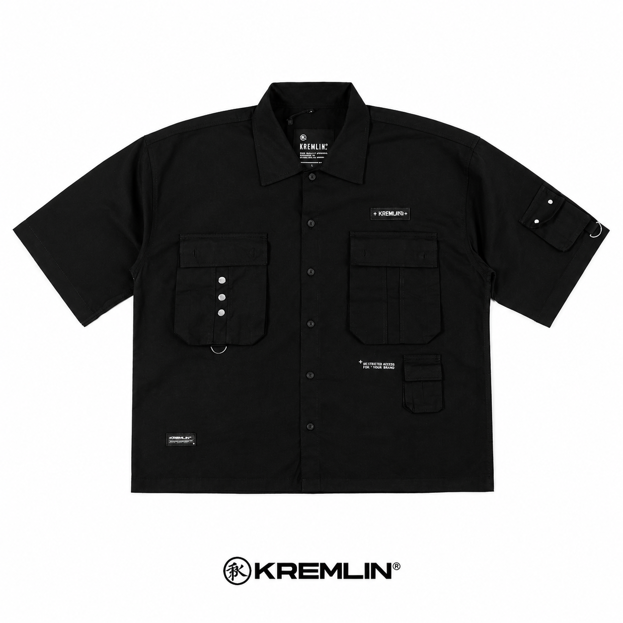 KREMLIN Short Sleeve Boxy Fit Shirt - TALOS | Black