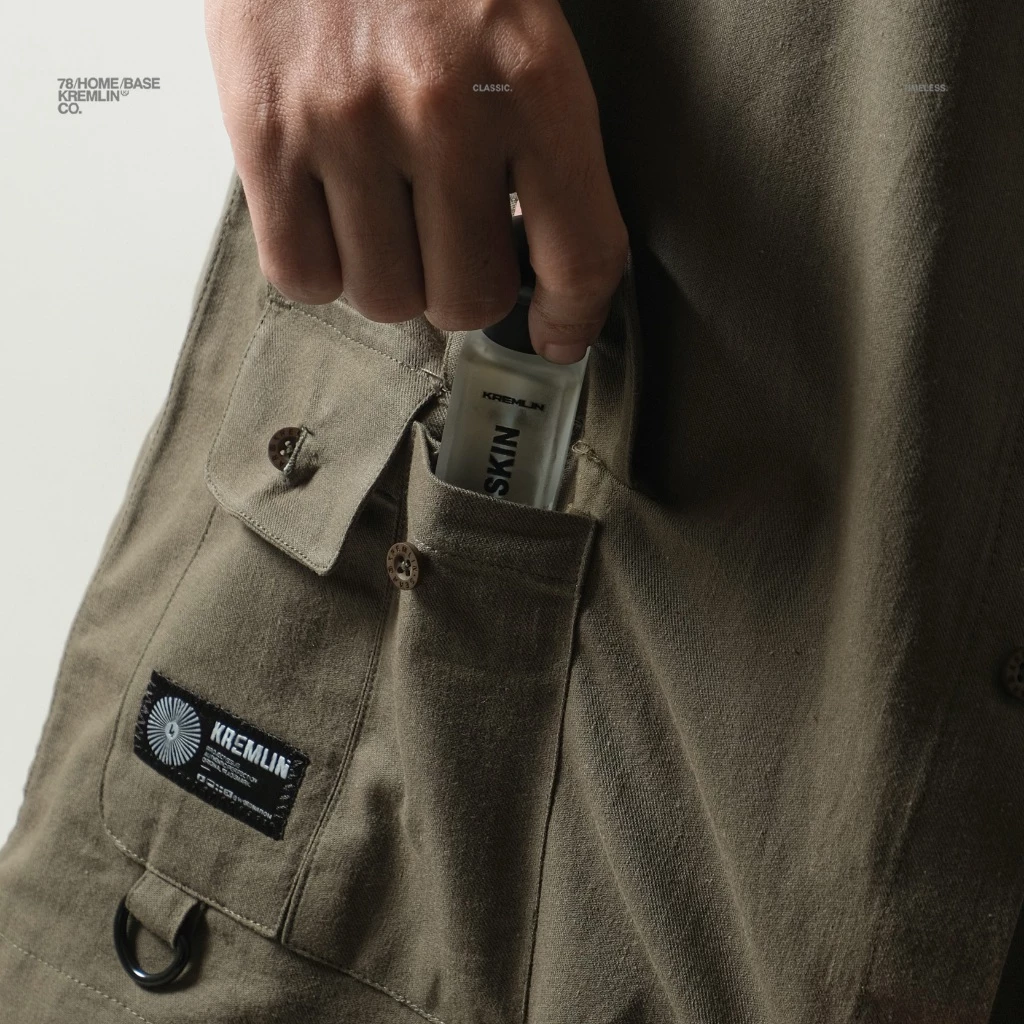 KREMLIN Short Sleeve Mandarin Collar Shirt Oversized - JUON | Olive image 4