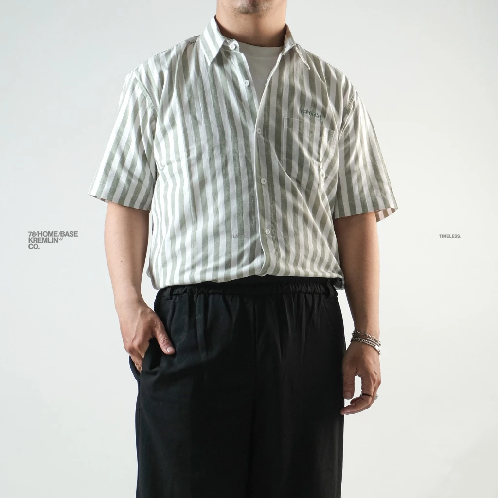 KREMLIN Green Pinstripe Shirt Regular Fit - Lowkey image 5
