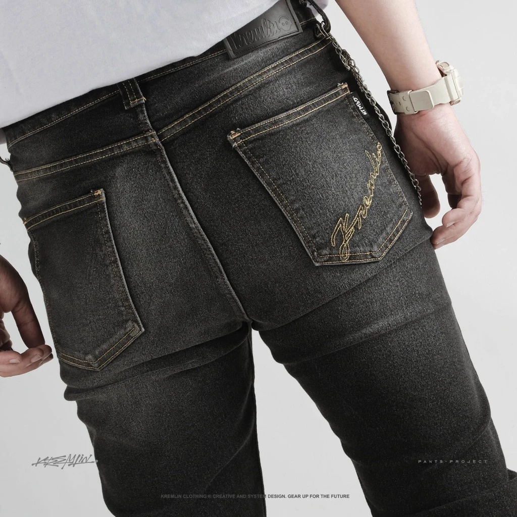 KREMLIN Slim Fit Ripped Denim Jeans - Ash Black Wash (Osaka) image 4