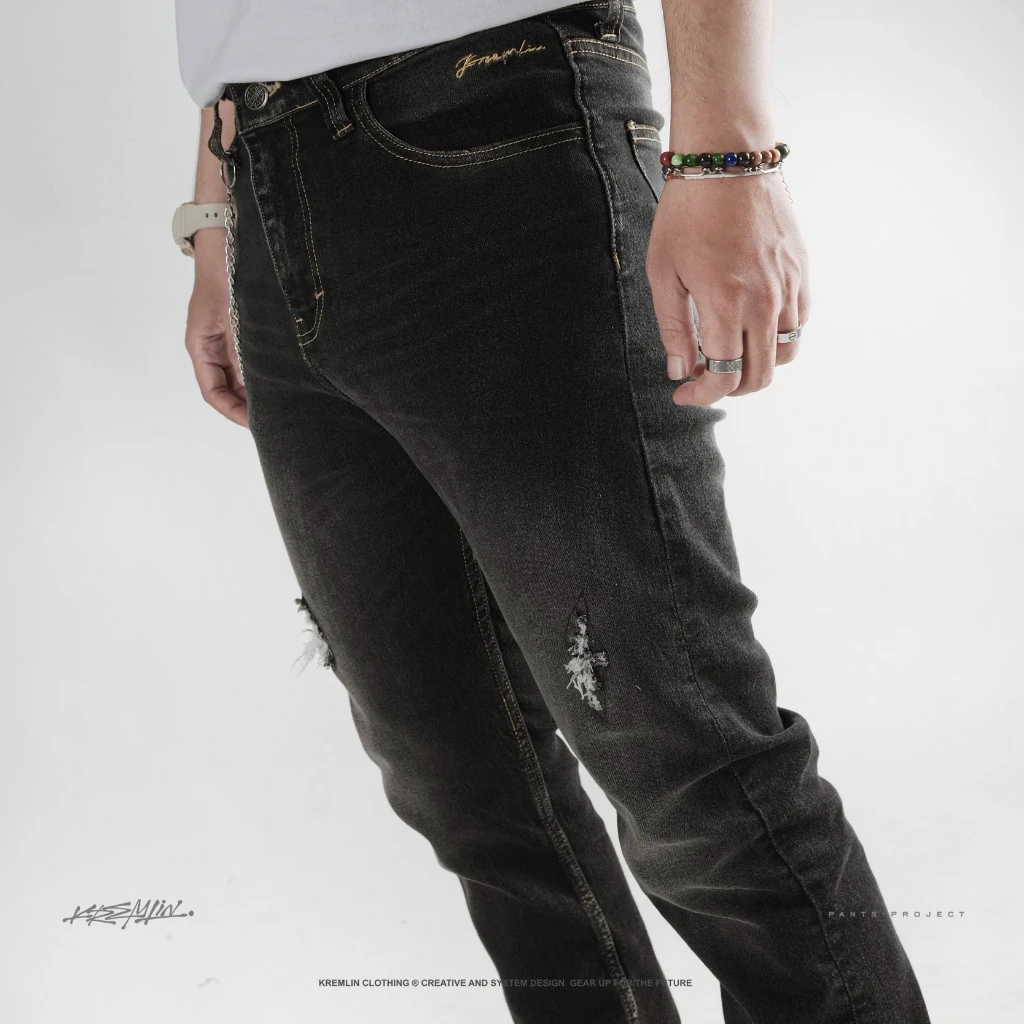 KREMLIN Slim Fit Ripped Denim Jeans - Ash Black Wash (Osaka) image 5