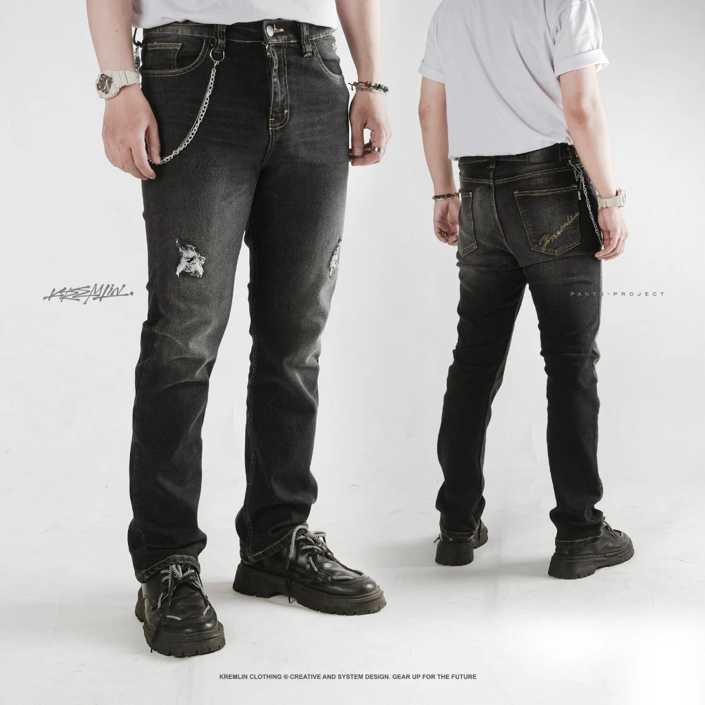 KREMLIN Slim Fit Ripped Denim Jeans - Ash Black Wash (Osaka) image 8