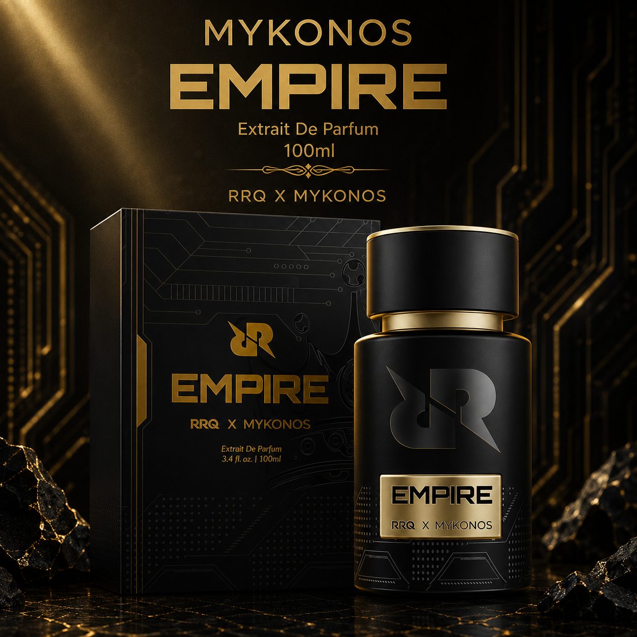 Mykonos Empire Extrait de Parfum 100ml, Men's Perfume, Original Fragrance, Citrus Fresh Scent, Mykonos x RRQ