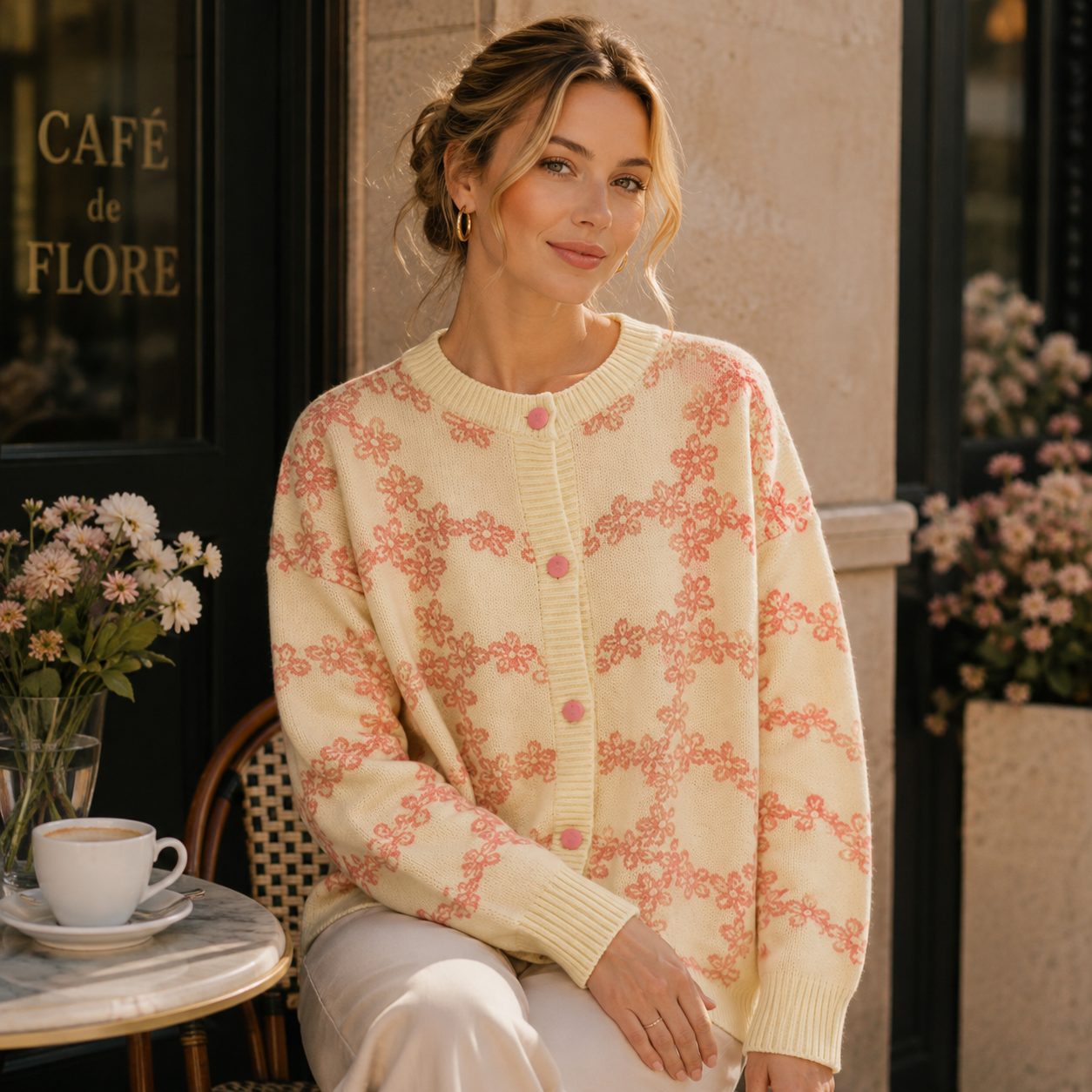 Premium Women’s Thick Knit Cardigan | Elegant Korean Style Sweater | Soft Cozy Button-Up Cardigan image 4
